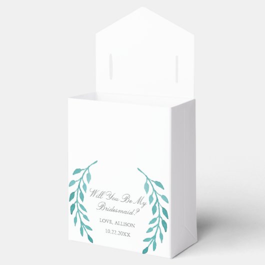 Chique Blauwgroen Botanische Wil je mijn bruidsmei Bedankdoosjes (Geopend)