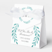 Chique Blauwgroen Botanische Wil je mijn bruidsmei Bedankdoosjes (Voorkant Zijde)