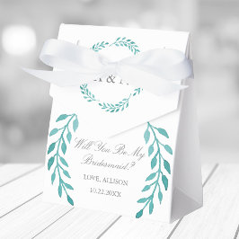 Chique Blauwgroen Botanische Wil je mijn bruidsmei Bedankdoosjes