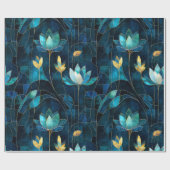 Chique blauwgroen chrysant cadeaupapier (Vlak)