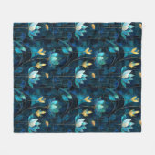 Chique blauwgroen chrysant fleece deken (Voorkant (Horizontaal))