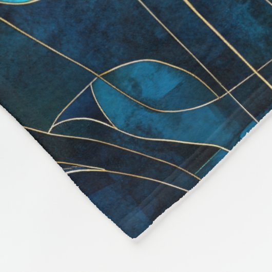 Chique blauwgroen chrysant fleece deken (Hoek)