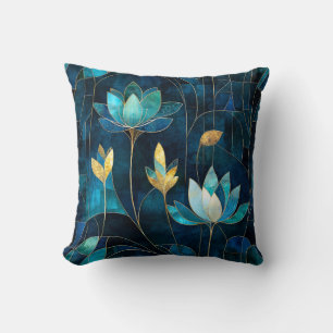Chique blauwgroen chrysant kussen