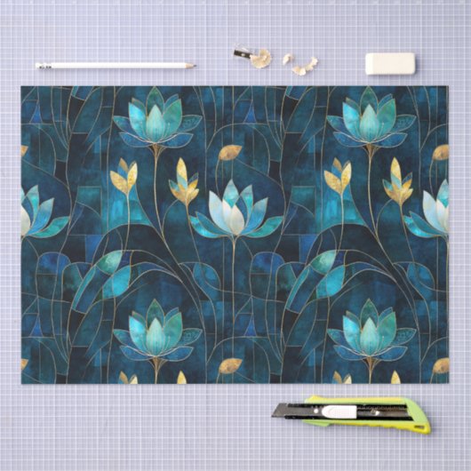 Chique blauwgroen chrysant tissuepapier (Craft)