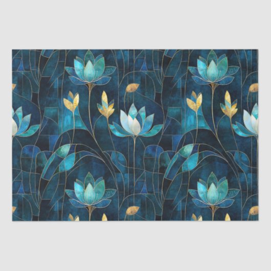 Chique blauwgroen chrysant tissuepapier (Voorkant)