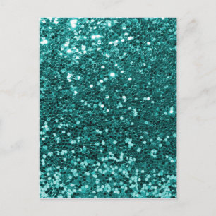 Chique Blauwgroen Faux Glitter Briefkaart