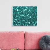 Chique Blauwgroen Faux Glitter Canvas Afdruk (Insitu (Woonkamer))