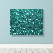 Chique Blauwgroen Faux Glitter Canvas Afdruk (Insitu (Houten vloer))