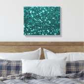 Chique Blauwgroen Faux Glitter Canvas Afdruk (Insitu (Slaapkamer))