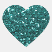 Chique Blauwgroen Faux Glitter Hart Sticker (Voorkant)