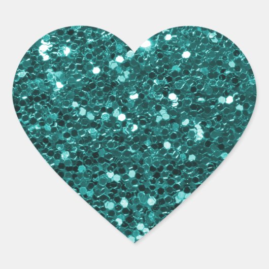 Chique Blauwgroen Faux Glitter Hart Sticker (Voorkant)