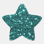 Chique Blauwgroen Faux Glitter Ster Sticker (Voorkant)