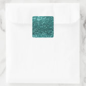 Chique Blauwgroen Faux Glitter Vierkante Sticker (Tas)