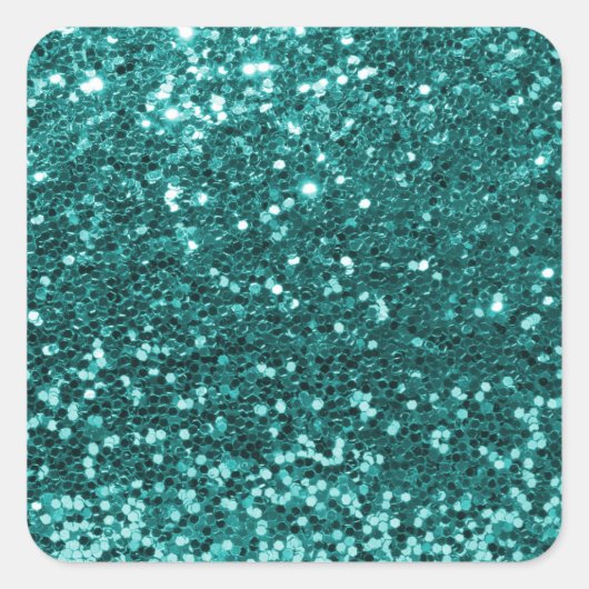Chique Blauwgroen Faux Glitter Vierkante Sticker (Voorkant)