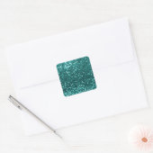 Chique Blauwgroen Faux Glitter Vierkante Sticker (Envelop)