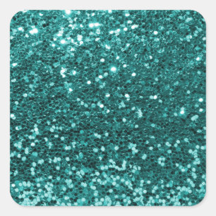Chique Blauwgroen Faux Glitter Vierkante Sticker
