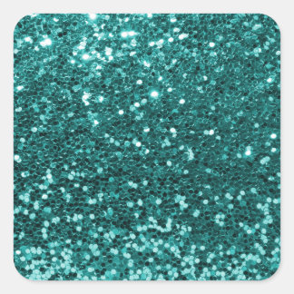 Chique Blauwgroen Faux Glitter Vierkante Sticker