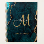 Chique Blauwgroen Goud Glitter Agaat Monogram 2024 Planner<br><div class="desc">Deze gepersonaliseerde ontwerper zal uw planning organiseren en zal een paars agate patroon met faux roos goudglitter kenmerken. Pas uw monogram en naam in hand geschreven manuscriptkalligrafie aan. Hieronder staat "20XX PLANNER". Speciaal voor u ontworpen door ExtremeTees.</div>