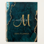 Chique Blauwgroen Goud Glitter Agaat Monogram 2024 Planner<br><div class="desc">Deze gepersonaliseerde ontwerper zal uw planning organiseren en zal een paars agate patroon met faux roos goudglitter kenmerken. Pas uw monogram en naam in hand geschreven manuscriptkalligrafie aan. Hieronder staat "20XX PLANNER". Speciaal voor u ontworpen door ExtremeTees.</div>