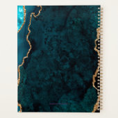 Chique Blauwgroen Goud Glitter Agaat Monogram 2024 Planner (Achterkant)