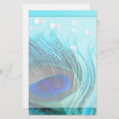 Chique Blauwgroen Pauw Juwelen Briefpapier (Voorkant / Achterkant)