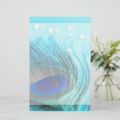 Chique Blauwgroen Pauw Juwelen Briefpapier (Staand voorkant)