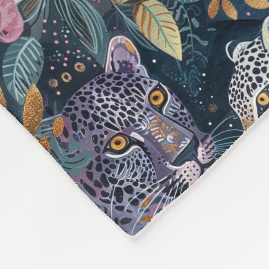 Chique blauwgroen roze luipaard patroon fleece deken (Hoek)