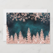 Chique blauwgroen Winter roos gouden sneeuwdennen  Bedankkaart (Achterkant)