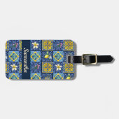 Chique Blauwgroene Siciliaanse citrusvruchten Medi Bagagelabel (Voorkant horizontaal)