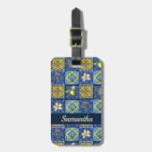 Chique Blauwgroene Siciliaanse citrusvruchten Medi Bagagelabel (Voorkant verticaal)