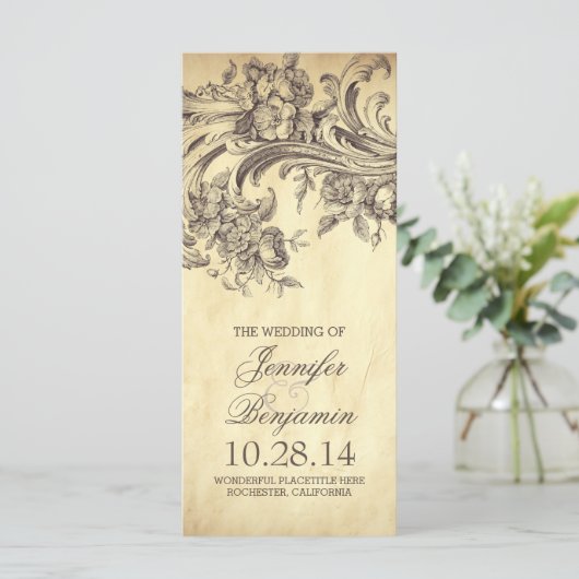 Chique  bloeien bruiloft programma's (Staand voorkant)