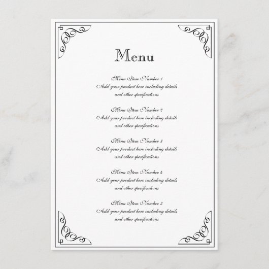  chique bloeiende grens bruiloft menu sjabloon (Voorkant)