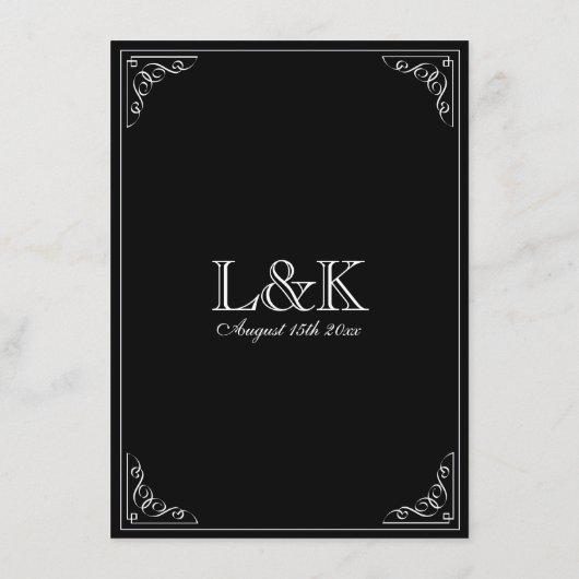  chique bloeiende grens bruiloft menu sjabloon (Achterkant)