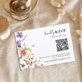 Chique bloeiende wilde bloemen QR code bruiloft RSVP Kaartje