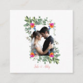 Chique bloem boeket gepersonaliseerde bruiloft fot informatiekaartje (Voorkant)