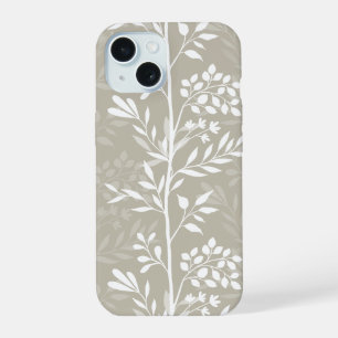 Chique bloem neutraal beige botanisch iPhone 15 case