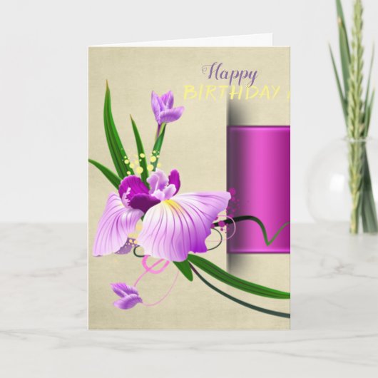 Chique Bloem Verjaardag Kaart (Voorkant)