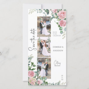 Chique bloemblaadjes roze roos eucalyptus fotostri save the date
