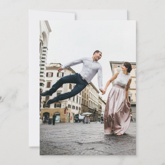 Chique Bloemboeket met Borstel Script Twee Foto Save The Date (Achterkant)