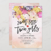 Chique Bloemen Baby Shower Zoete Kleine Tweeling M Kaart (Voorkant / Achterkant)