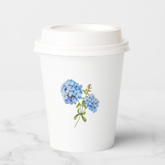 Chique Bloemen Blauw Hydrangea Evenement Bruiloft Papieren Bekers (Voorkant)