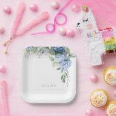 Chique Bloemen Blauw Hydrangea Evenement Bruiloft Papieren Bordje (Feest)