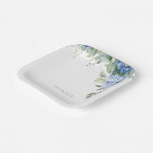 Chique Bloemen Blauw Hydrangea Evenement Bruiloft Papieren Bordje (Gebogen)