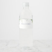 Chique Bloemen Blauw Hydrangea Evenement Bruiloft Waterfles Etiket (Voorkant)