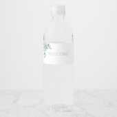 Chique Bloemen Blauw Hydrangea Evenement Bruiloft Waterfles Etiket (Voorkant)