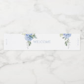 Chique Bloemen Blauw Hydrangea Evenement Bruiloft Waterfles Etiket (Enkel label)