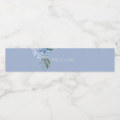 Chique Bloemen Blauw Hydrangea Evenement Bruiloft Waterfles Etiket (Enkel label)