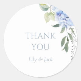 Chique Bloemen Blauw Hydrangea Monogram Evenement  Ronde Sticker