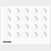 Chique Bloemen Blauw Hydrangea Monogram Evenement  Ronde Sticker (Vel)