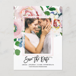 Chique Bloemen Boeket met Script Save the Date Uitnodiging Briefkaart